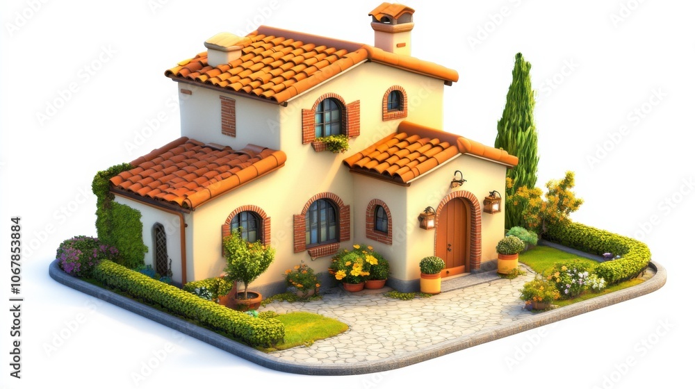 Charming Villa with Garden and Bright Front View Charming Villa with Garden and Bright Front View