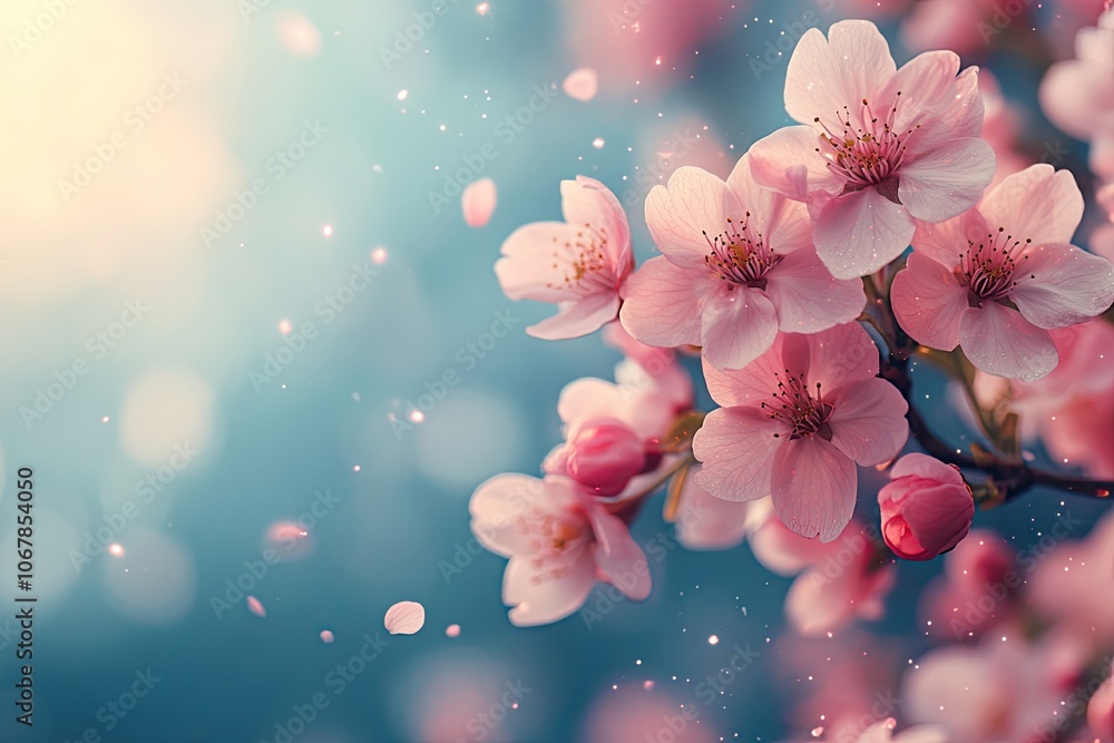 Close-up of delicate pink cherry blossoms. This image is perfect for representing springtime, beauty, and new beginnings.