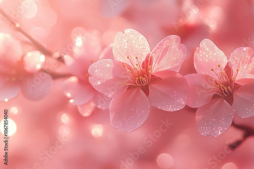Delicate pink blossoms with soft light. Perfect for spring-themed designs, wedding invitations, or feminine branding.