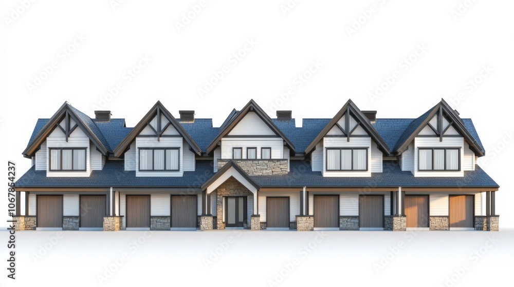 Detailed Front View of a Modern Residential Building Detailed Front View of a Modern Residential Building