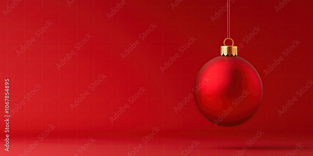Bright red Christmas ornament hangs against textured red background. Shiny surface reflects light, creating warm tones. Perfect for holiday themes, decorations, and festive celebrations. Bright red Christmas ornament hangs against textured red background. Shiny surface reflects light, creating warm tones. Perfect for holiday themes, decorations, and festive celebrations.