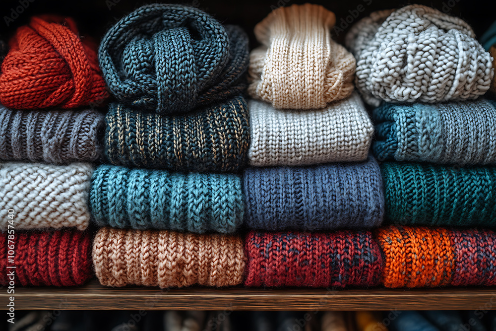Organized winter wardrobe with neatly folded sweaters, scarves, and coats, featuring storage boxes and hangers, showcasing a cozy and practical closet setup for winter clothing care.
Organized winter wardrobe with neatly folded sweaters, scarves, and coats, featuring storage boxes and hangers, showcasing a cozy and practical closet setup for winter clothing care.