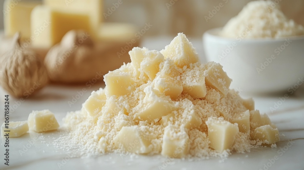 Pile of Freshly Grated Parmesan Cheese. Generative AI Pile of Freshly Grated Parmesan Cheese. Generative AI