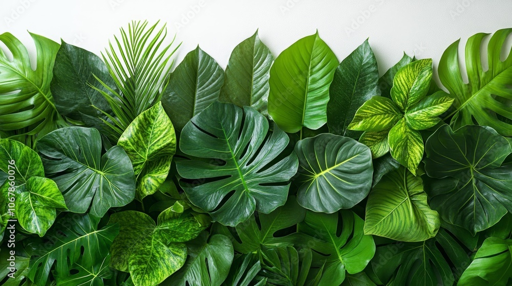 Vibrant Tropical Green Leaves Background. Generative AI Vibrant Tropical Green Leaves Background. Generative AI