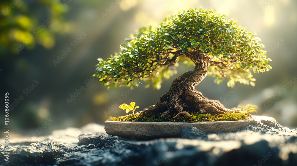 Fototapeta premium bonsai, plants, flower beds, potted plants, Japan, Japanese gardens, Japanese art, Japanese spirit, Japanese style, four seasons, seasons, change, heart, garden, stone, park, tree, vase, fountain,