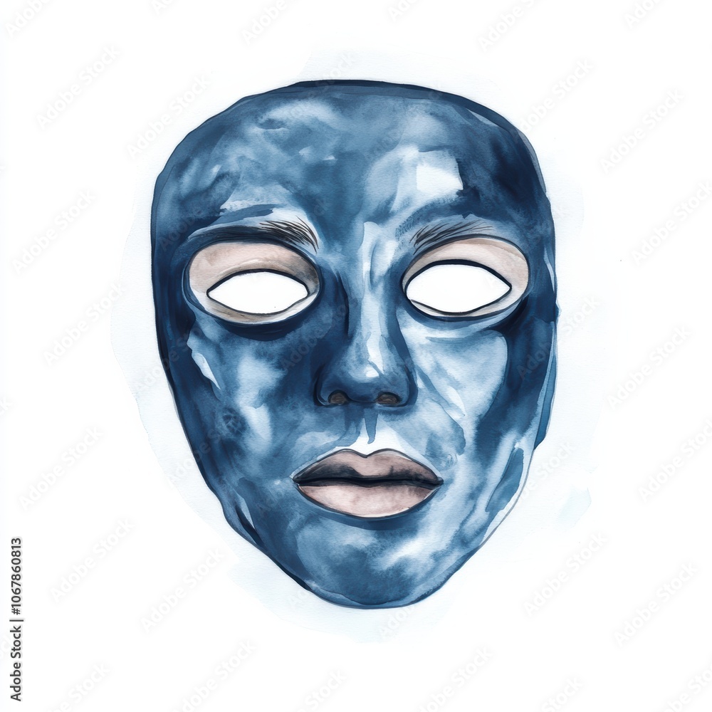 Artistic Blue Mask: A surreal depiction featuring a blue face with blank eyes, ideal for creative projects and visual storytelling. Artistic Blue Mask: A surreal depiction featuring a blue face with blank eyes, ideal for creative projects and visual storytelling.
