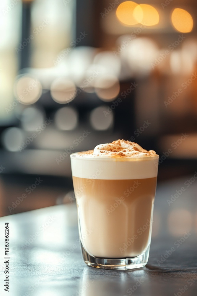 A refreshing glass of iced coffee with layers of milk and cocoa A refreshing glass of iced coffee with layers of milk and cocoa