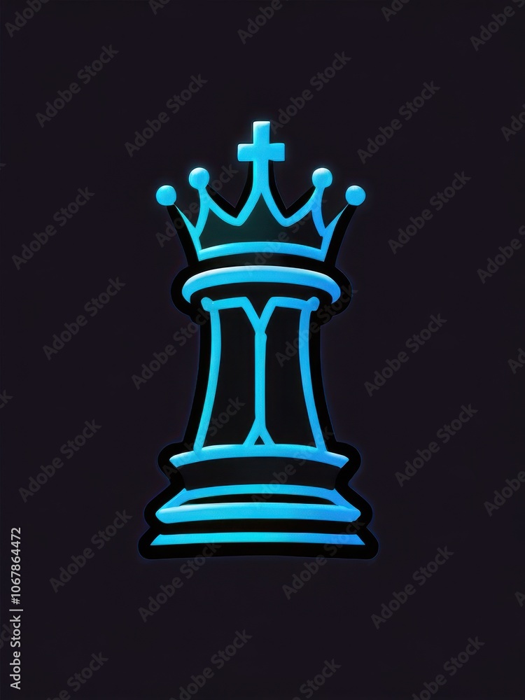Fototapeta premium Neon Chess Outline with Modern Design