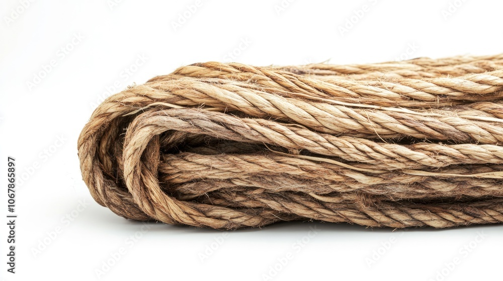 Natural Twine Coil Close-Up on White Background Natural Twine Coil Close-Up on White Background