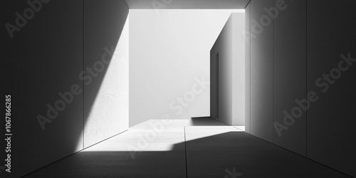 Wallpaper Mural Light beams illuminating modern minimalist white concrete corridor Torontodigital.ca