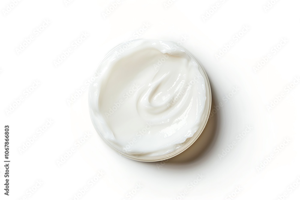 Sample of facial cream, top view isolated on white background Sample of facial cream, top view isolated on white background