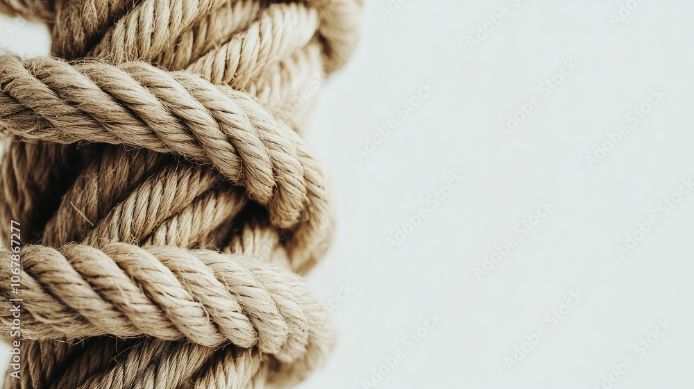Neatly Coiled Rope Bundle Close-Up Shot Neatly Coiled Rope Bundle Close-Up Shot