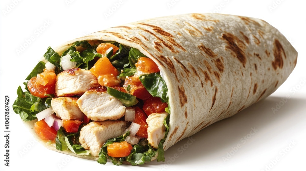 Detailed View of Chicken Wrap with Fresh Ingredients Detailed View of Chicken Wrap with Fresh Ingredients