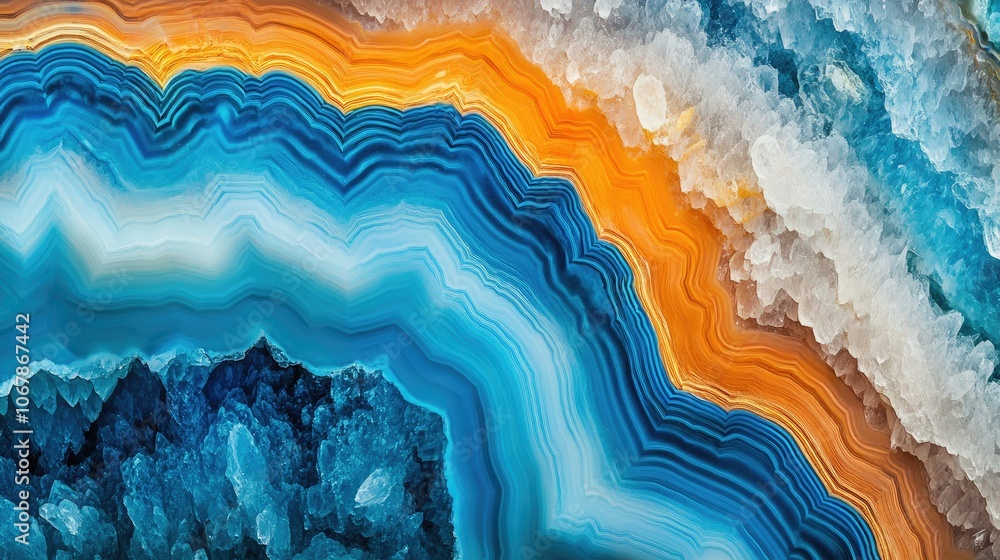 Vibrant Close-Up of Blue and Orange Geological Formations Vibrant Close-Up of Blue and Orange Geological Formations