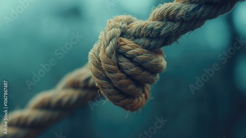 Natural Fiber Rope Knot in Close-Up View