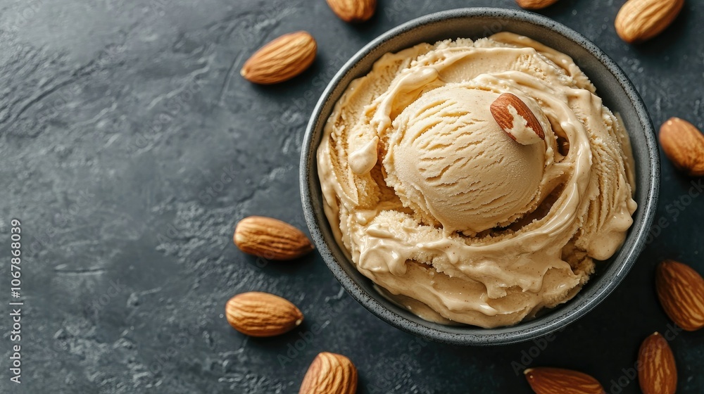 Delicious Peanut Butter Ice Cream with Almonds Delicious Peanut Butter Ice Cream with Almonds