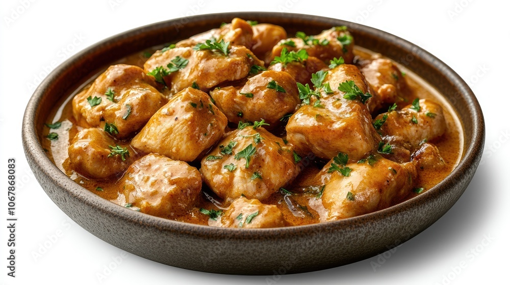 Close-Up of a Delicious Bowl of Chicken Dish Close-Up of a Delicious Bowl of Chicken Dish