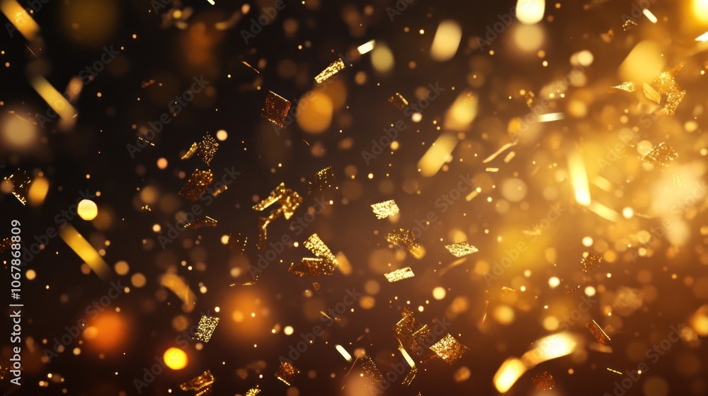 Obraz premium Golden Happy New Year typography over a festive background with fireworks, bright and celebratory