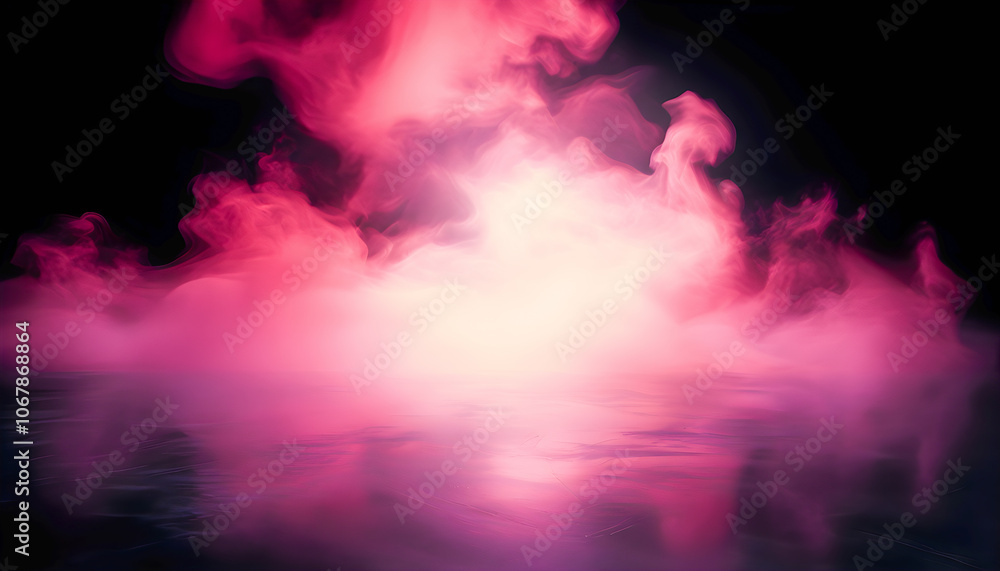 Fototapeta premium Mysterious foggy background spreading across the surface, ideal for enhancing the ambiance in theatrical productions, photo shoots, special events, banner and leaflet background