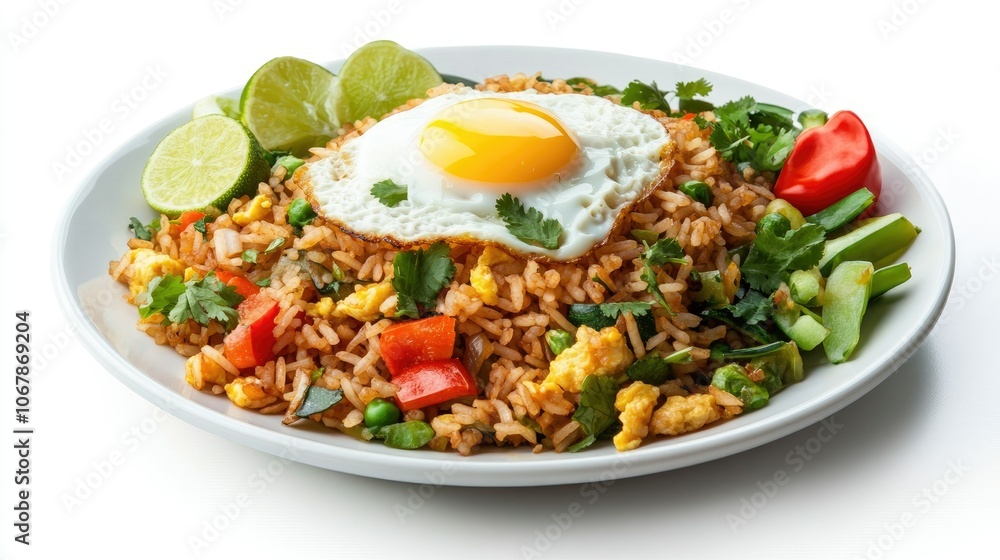 Delicious Fried Rice with Egg and Fresh Vegetables Delicious Fried Rice with Egg and Fresh Vegetables