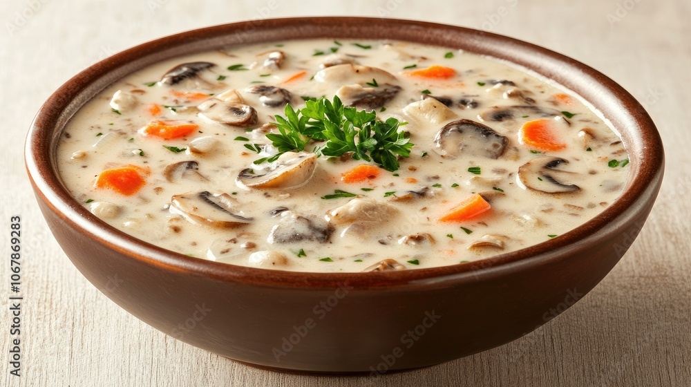 Creamy Clam Chowder in a Rustic Bowl Creamy Clam Chowder in a Rustic Bowl