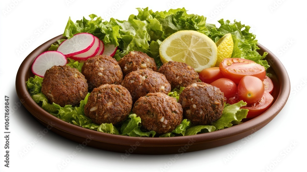Delicious Falafel Plate with Fresh Garnishes Delicious Falafel Plate with Fresh Garnishes