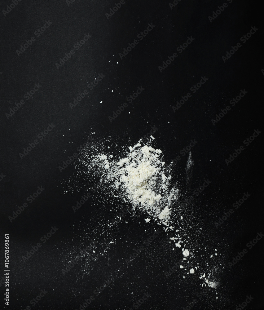 White snow falling down on black background White snow falling down on black background
