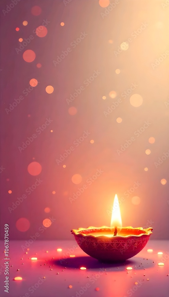 A soft pastel colored gradient creates an elegant Diwali card background, and glowing Diwali lamps.