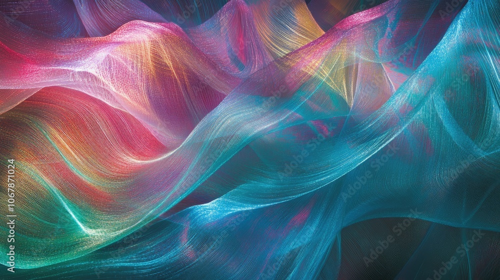 Obraz premium Stunning Close-Up of Colorful Fiber Optic Threads