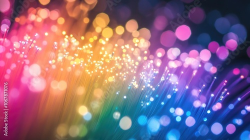 Colorful Fiber Optic Threads in Abstract Design