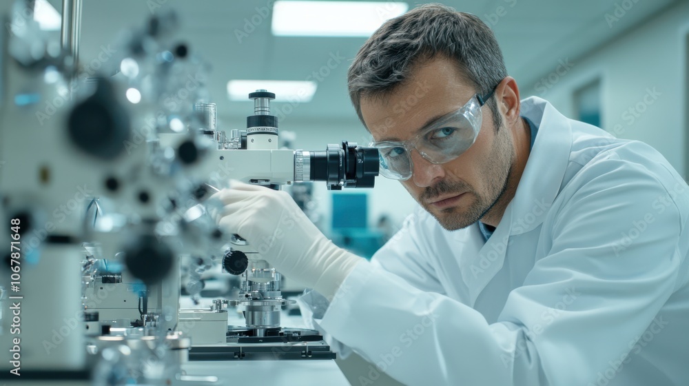 A scientist intensely examines samples through a microscope, embodying curiosity and precision in a quest for scientific discovery in a lab setting. A scientist intensely examines samples through a microscope, embodying curiosity and precision in a quest for scientific discovery in a lab setting.