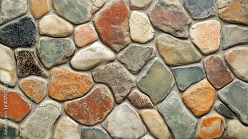 Detailed View of Colorful Stone Wall Texture