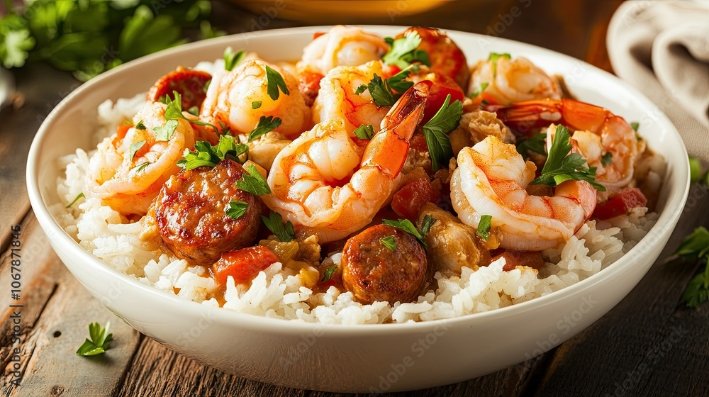 Hearty Shrimp Gumbo Served Over Vibrant Rice Hearty Shrimp Gumbo Served Over Vibrant Rice