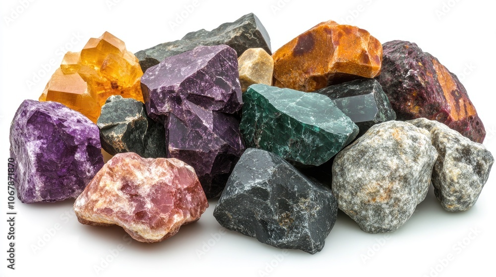 Natural Stones in Various Shapes Isolated on White Background Natural Stones in Various Shapes Isolated on White Background
