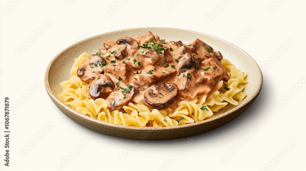 Creamy Beef and Mushroom Stroganoff Over Egg Noodles Creamy Beef and Mushroom Stroganoff Over Egg Noodles