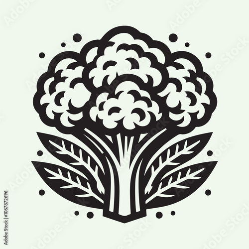 cauliflower vector, cauliflower silhouette vector icon black and white