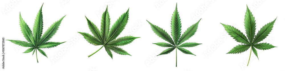 Four different types of marijuana leaves are shown in a row