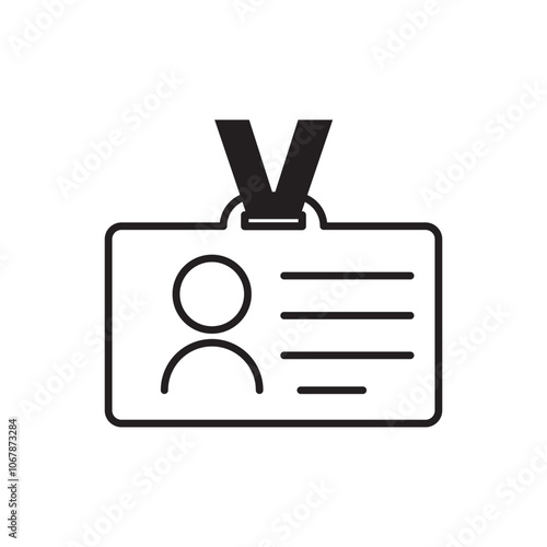 ID badge icon. Identification symbol vector. Employee card shape. Black name tag.