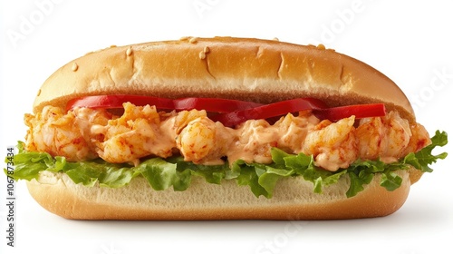 Fresh Lobster Roll on Toasted Bun with Veggies