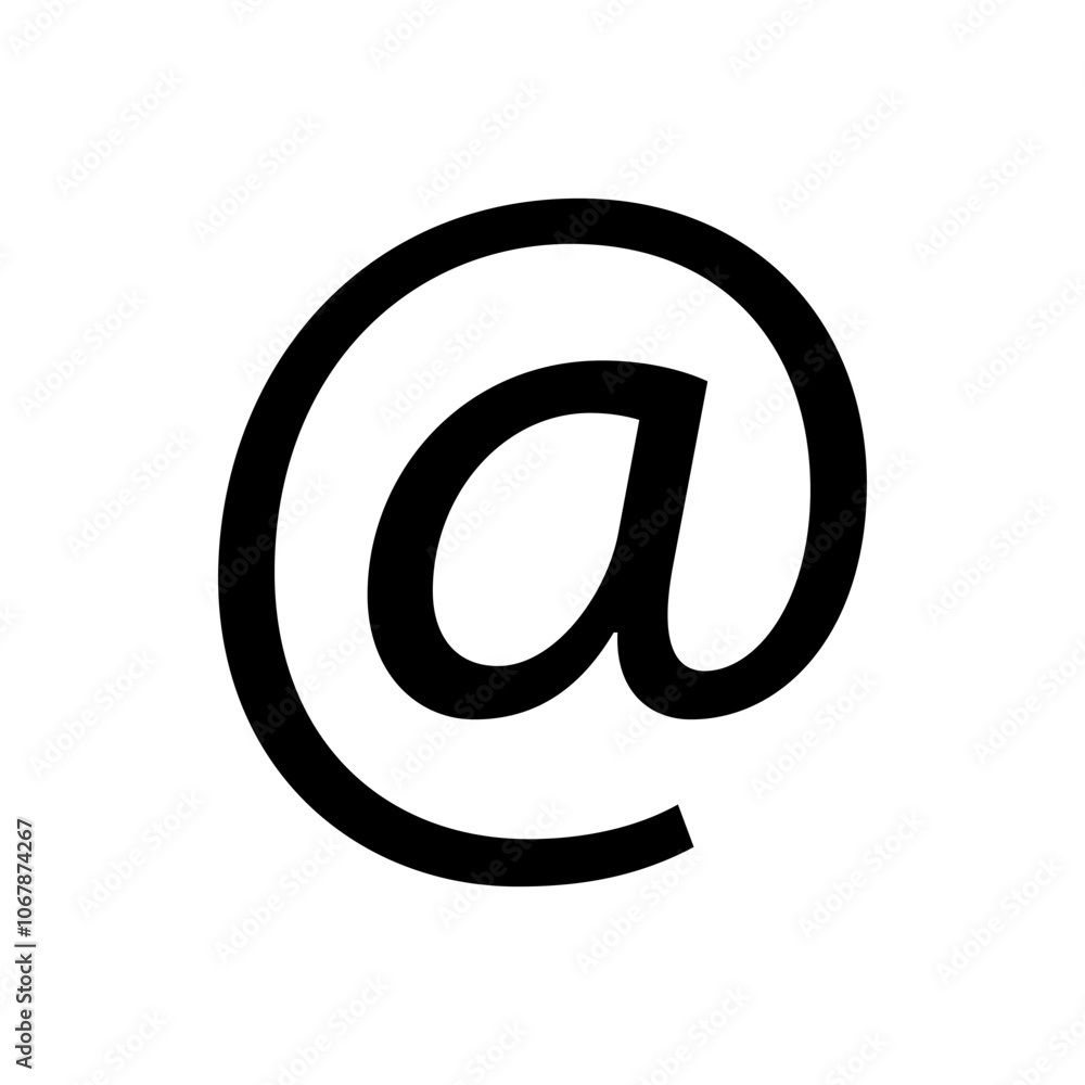 At symbol icon. Email address vector. Communication sign. Black email emblem. At symbol icon. Email address vector. Communication sign. Black email emblem.