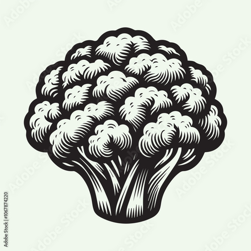 cauliflower vector, cauliflower silhouette vector icon black and white