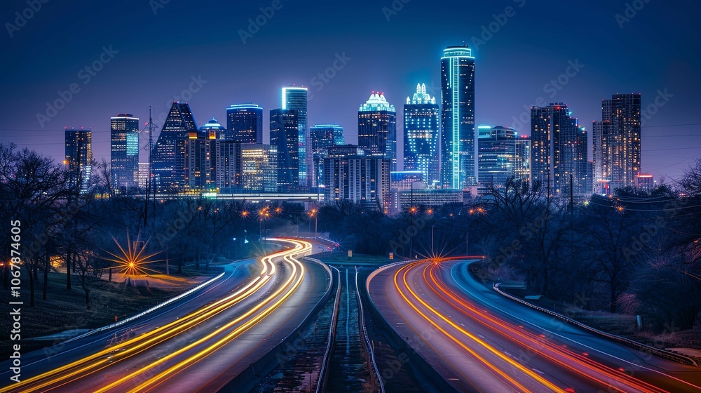 Long Exposure of Car Lights Creating Streaks on a Dark Night Road Long Exposure of Car Lights Creating Streaks on a Dark Night Road