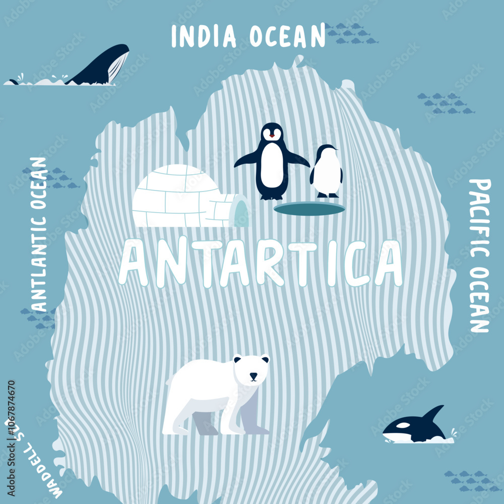 Naklejka premium Illustration showing a map of Antarctica