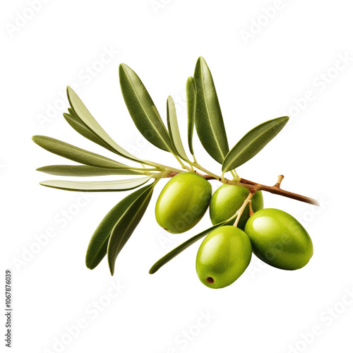 Wallpaper Mural green olives with leaves on branch on transparent background Torontodigital.ca