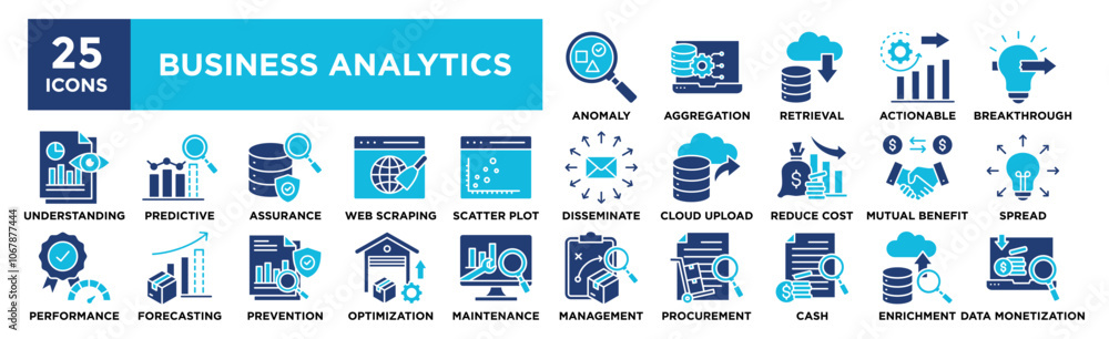 Obraz premium Business Analytics icon collection set. Containing design business, data, information, analytics, technology 