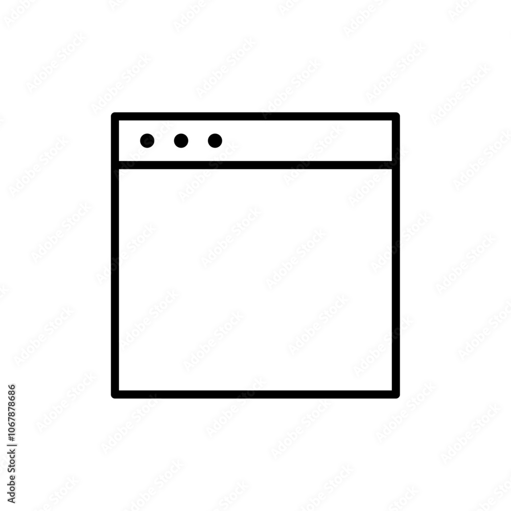 Browser window icon Outline set in black and white color Browser window icon Outline set in black and white color