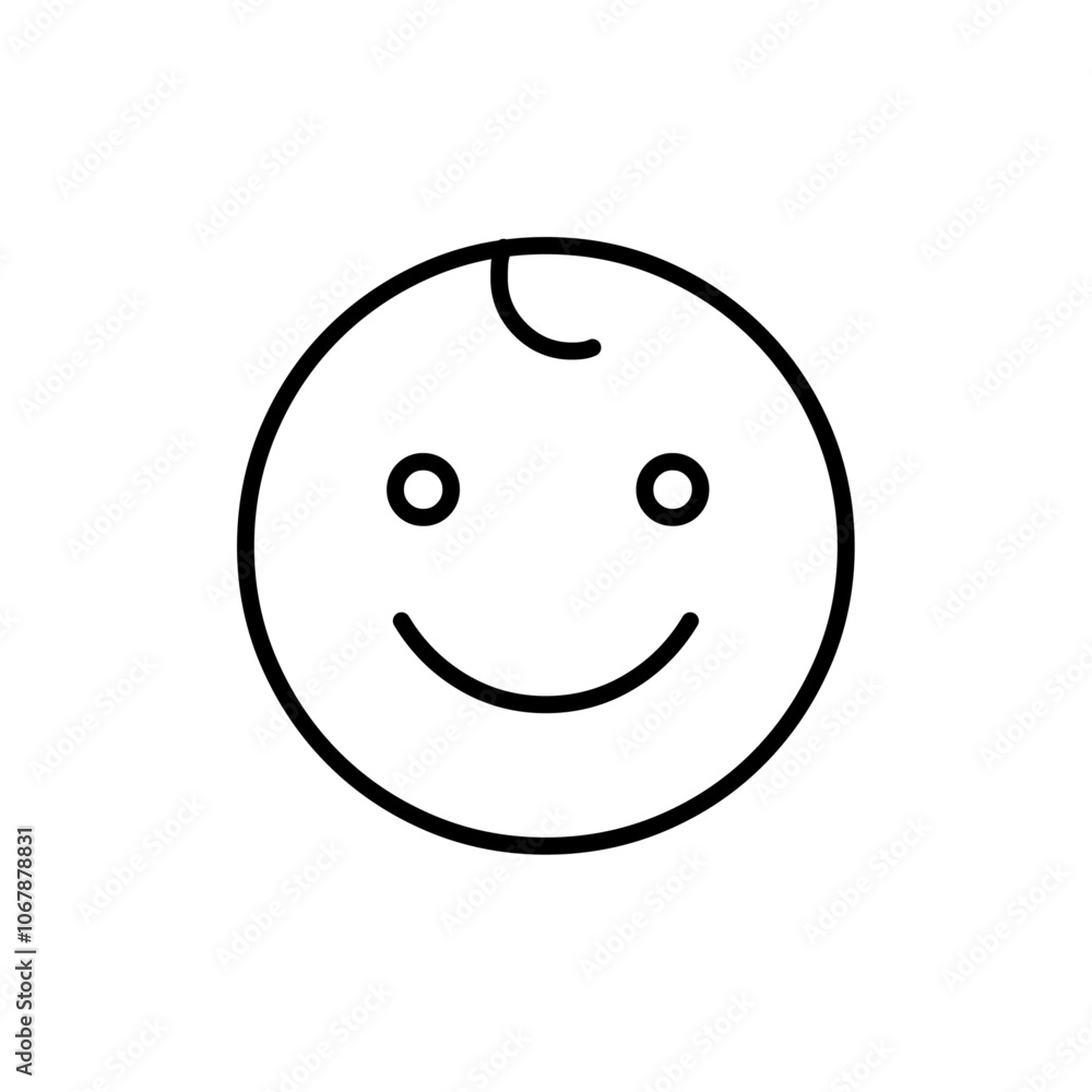 Child face icon Outline set in black and white color Child face icon Outline set in black and white color
