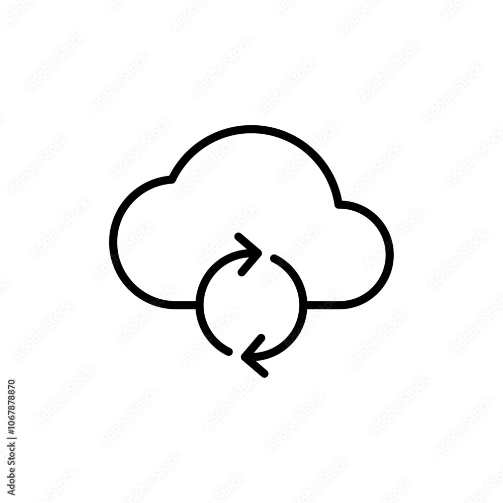 Cloud sync icon Outline set in black and white color Cloud sync icon Outline set in black and white color