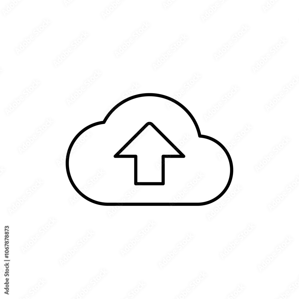 Cloud upload icon Outline set in black and white color Cloud upload icon Outline set in black and white color