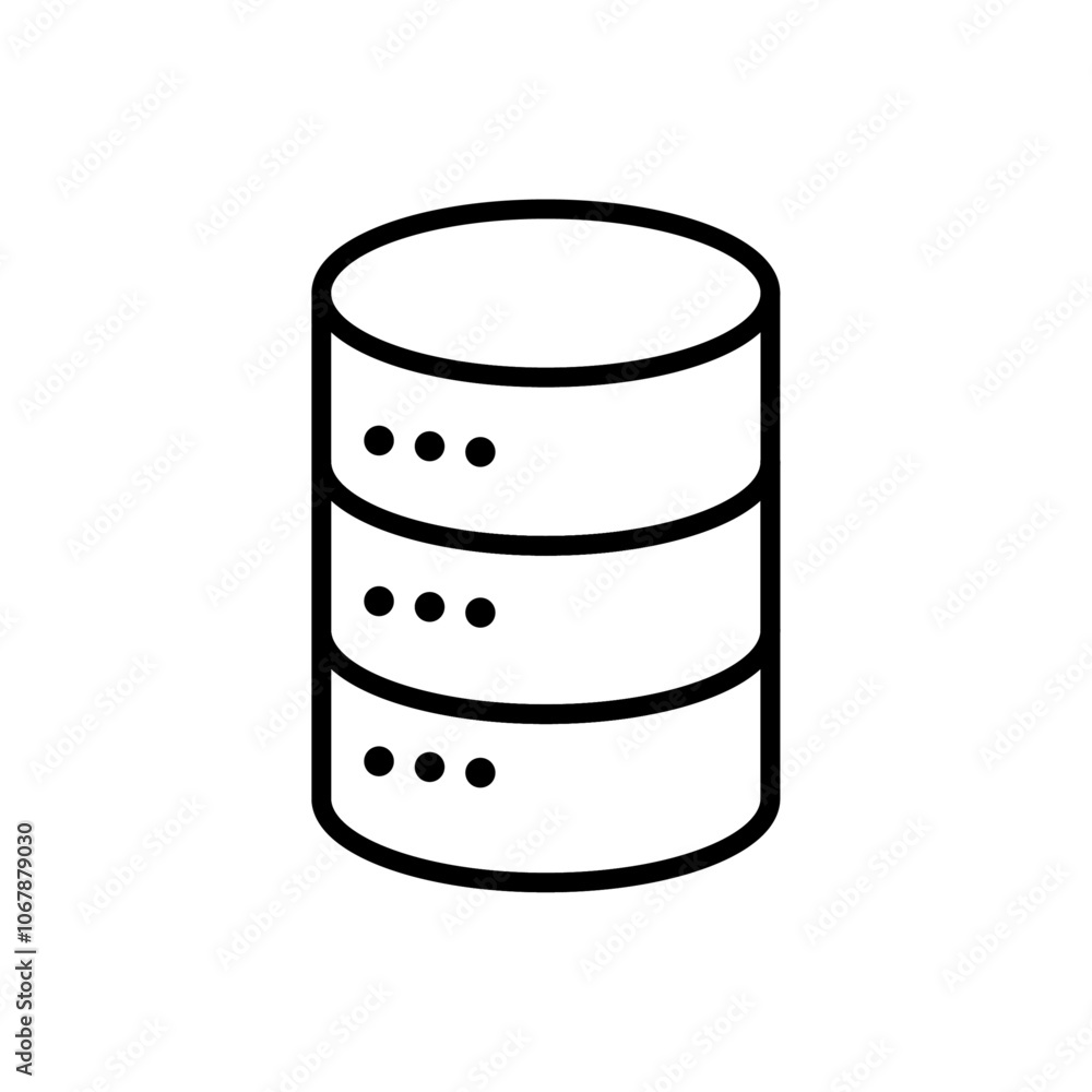 Database icon Outline set in black and white color Database icon Outline set in black and white color